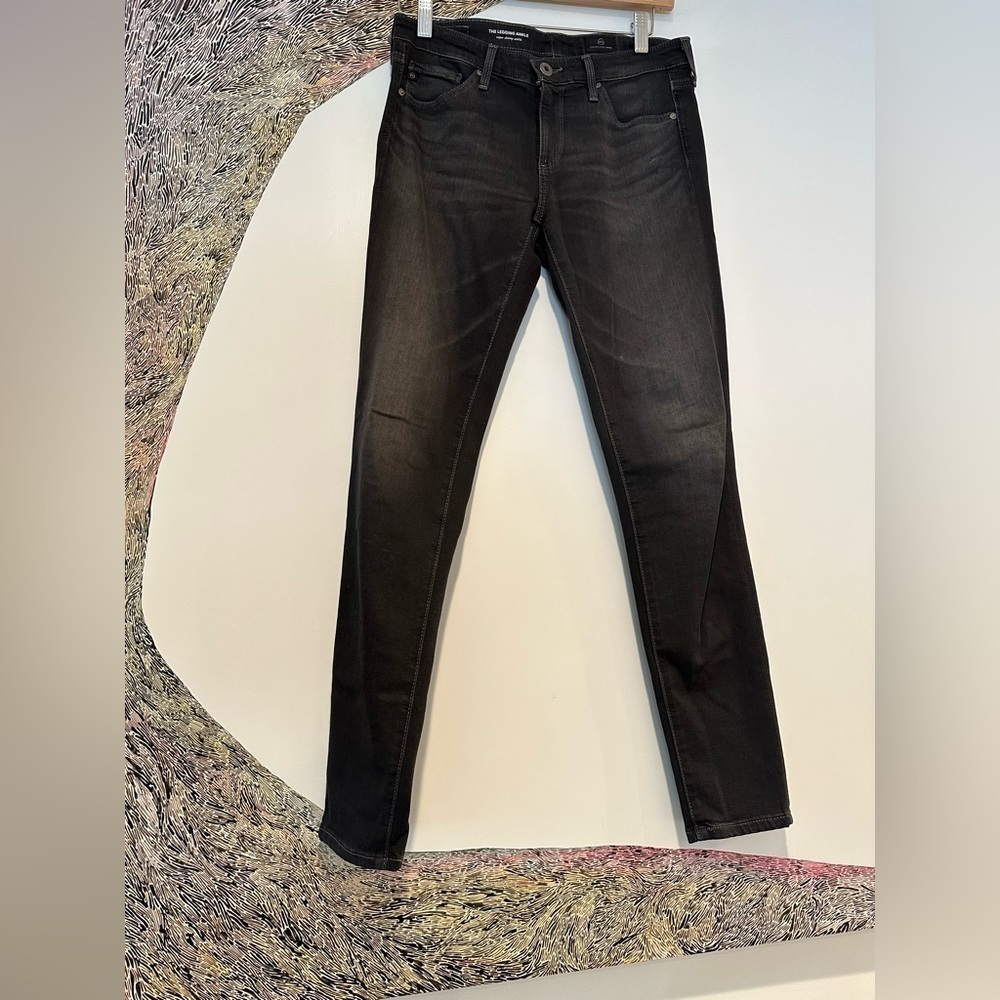 AG Adriano Goldschmied the legging ankle black grey super skinny ankle jeans 26R